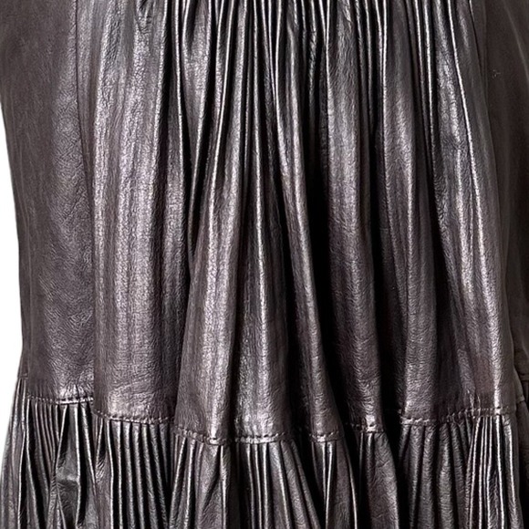 RARE 45rpm x Japanese Brand Badou-R Deerskin Leather Skirt M Dark Brown Pleated - Picture 8 of 15